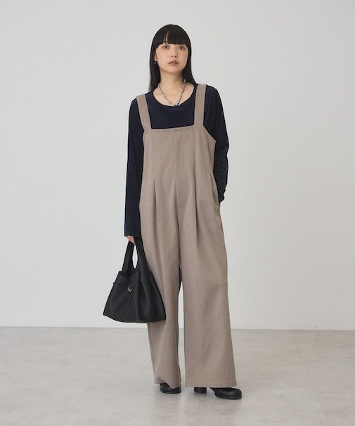 ウールライクストレッチサロペット