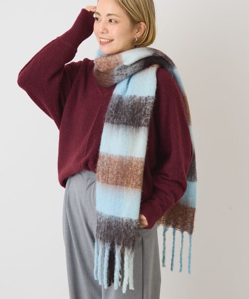 【顔映え】ブークレーチェックマフラー