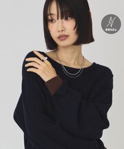 【バイパチ・シアバター配合】バイカラークルーネックニット