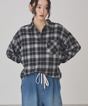 微起毛チェックネルシャツ