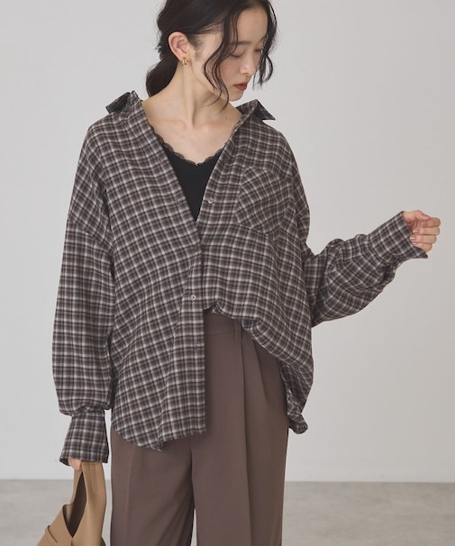 微起毛チェックネルシャツ