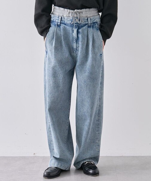 レイヤードデニムパンツ