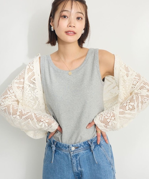 ラメテレコタンクトップ