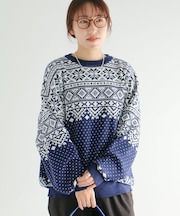【ユニセックス】ジャカードニットプルオーバー