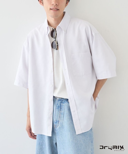 速乾/接触冷感/UVカット DRYMIXオックスフォードボタンダウン半袖シャツ