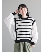 ジャガードドルマン切替プルオーバー