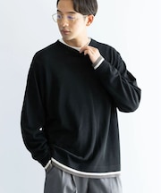 カラーシームリブニットロングスリーブTEE
