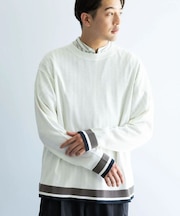 カラーシームリブニットロングスリーブTEE