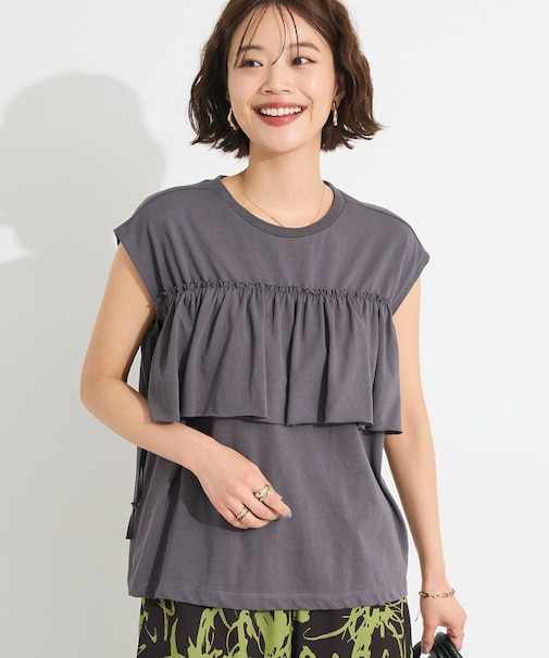 接触冷感/ドロストフリルカットソープルオーバー