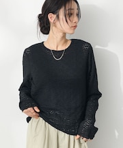 花柄レースシャーリングプルオーバー