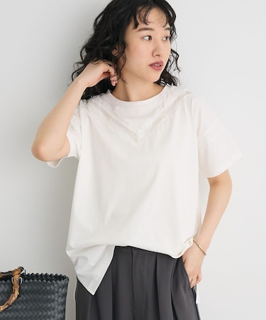 接触冷感/UVカット レースシアーTシャツ