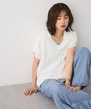 バックギャザーVネックニットベスト