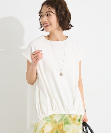 接触冷感/UVカット バックフレアバルーンカットソー