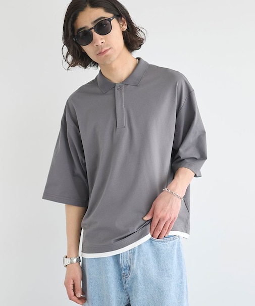 接触冷感/速乾/UVカット レイヤードポロシャツ