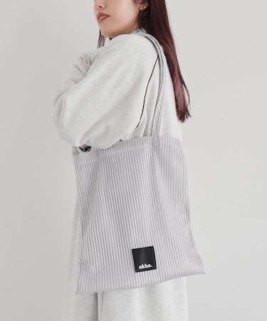 akha.ストライプメッシュトートバッグ