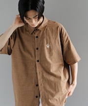 クラブチェック刺繍入り半袖シャツ