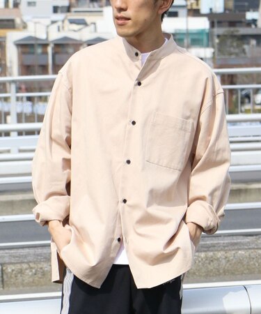【ユニセックス】バンドカラーシャツB