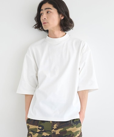 接触冷感/速乾/UVカット ハニカムメッシュモックネックTEE