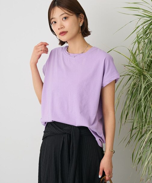 カットクレープクルーネックTシャツ