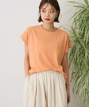カットクレープクルーネックTシャツ