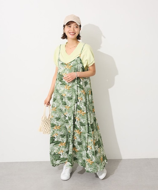 レーヨン総柄キャミワンピース