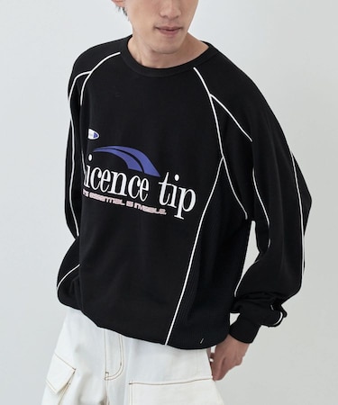 【ユニセックス】裏毛切り替えプリントスウェット