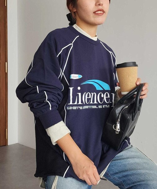 【ユニセックス】裏毛切り替えプリントスウェット