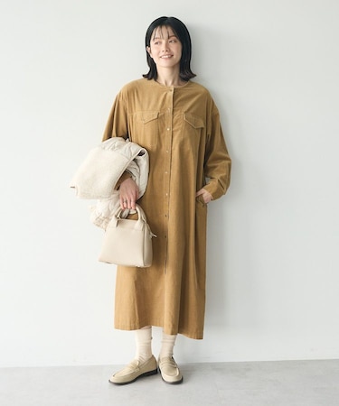 コーデュロイシャツワンピース