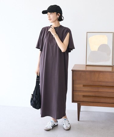 接触冷感/UVカット フレアスリーブカットワンピース