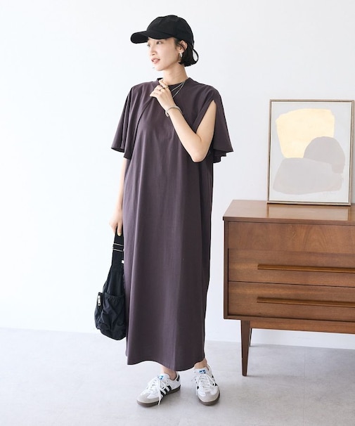 接触冷感/UVカット フレアスリーブカットワンピース