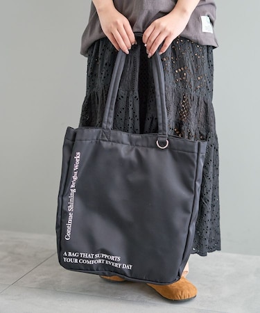 撥水ロゴプリントトート