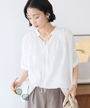 ヴィンテージボイルタイ付ブラウス