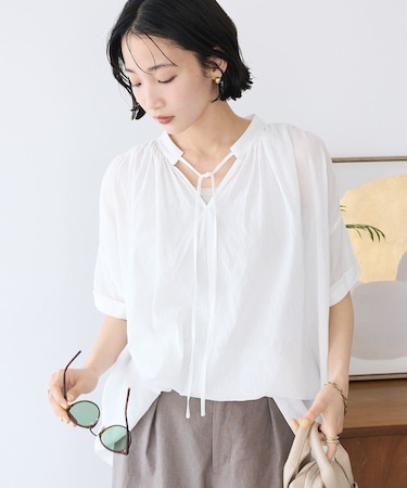 ヴィンテージボイルタイ付ブラウス