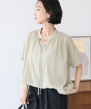 ヴィンテージボイルタイ付ブラウス