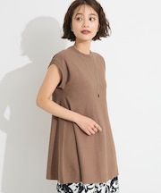 洗える/UVカット/毛玉軽減 ノースリーブフレアニットプルオーバー