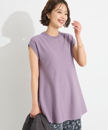 洗える/UVカット/毛玉軽減 ノースリーブフレアニットプルオーバー