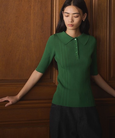 半袖2WAYリブニットポロシャツ