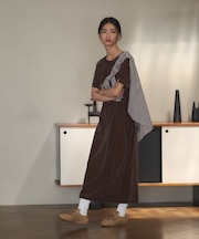 ベロアハーフスリーブワンピース