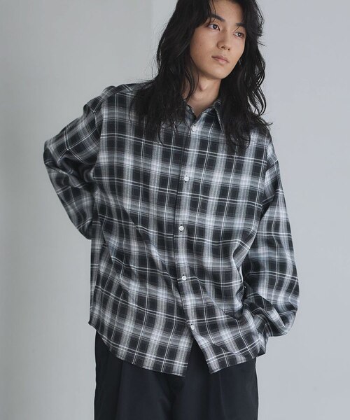 21AW タグ付 N.HOLLYWOOD FLARE SHIRT オンブレ 36 オンブレチェック ダメージシャツ｜ベーセーストックの