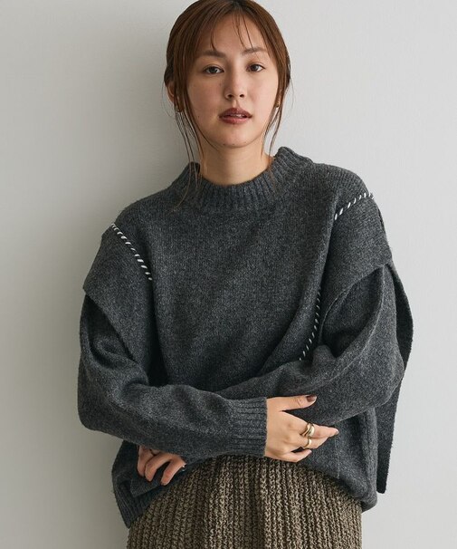 ハンドステッチデザインニットプルオーバー