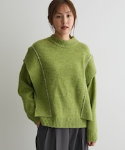 ハンドステッチデザインニットプルオーバー