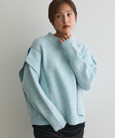 ハンドステッチデザインニットプルオーバー
