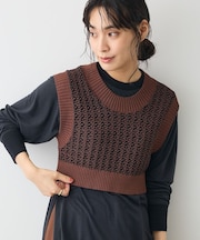 ジャガードショートニットベスト