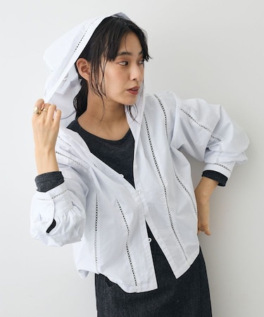 梯子レースフード付きブラウス
