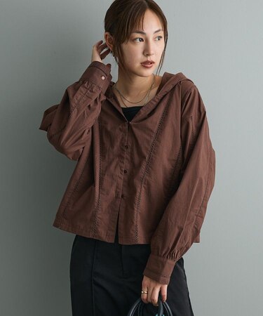 梯子レースフード付きブラウス