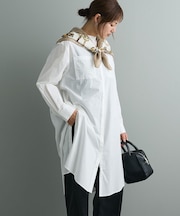 バンドカラーロングシャツチュニック