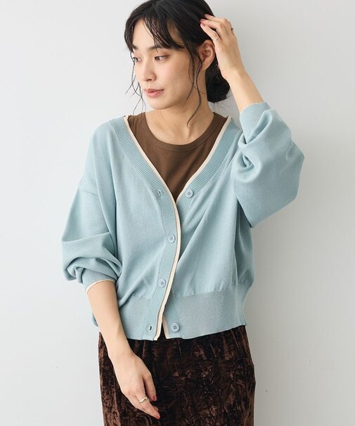 レイヤード風ニットカーディガン