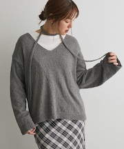 ファンシーヤーンVネックプルオーバー