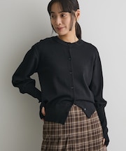 ロング袖リブコンパクトニットカーディガン
