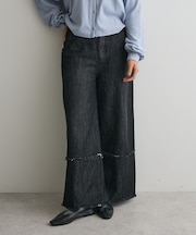 ロールアップ風ストレートデニムパンツ